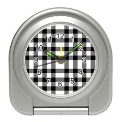 Black White Plaids  Travel Alarm Clock by ConteMonfrey