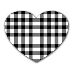 Black White Plaids  Heart Mousepads by ConteMonfrey