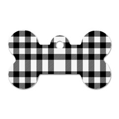 Black White Plaids  Dog Tag Bone (one Side) by ConteMonfrey