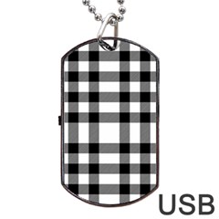 Black White Plaids  Dog Tag Usb Flash (one Side) by ConteMonfrey