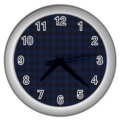 Black And Blue Classic Small Plaids Wall Clock (silver) by ConteMonfrey