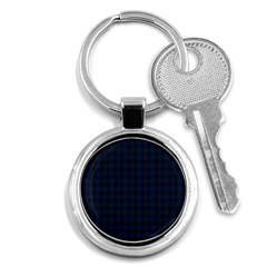 Black And Blue Classic Small Plaids Key Chain (round) by ConteMonfrey