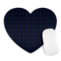 Black And Blue Classic Small Plaids Heart Mousepads by ConteMonfrey