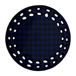 Black and blue classic small plaids Round Filigree Ornament (Two Sides) Front