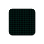 Black and dark green small plaids Rubber Coaster (Square) Front