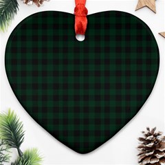 Black And Dark Green Small Plaids Heart Ornament (two Sides) by ConteMonfrey