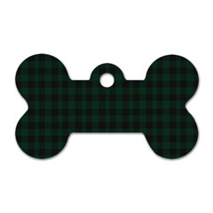 Black And Dark Green Small Plaids Dog Tag Bone (two Sides) by ConteMonfrey