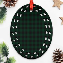 Black And Dark Green Small Plaids Ornament (oval Filigree) by ConteMonfrey