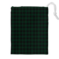 Black And Dark Green Small Plaids Drawstring Pouch (4xl) by ConteMonfrey