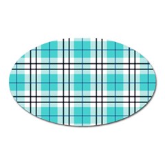 Black, White And Blue Turquoise Plaids Oval Magnet by ConteMonfrey