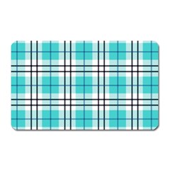 Black, White And Blue Turquoise Plaids Magnet (rectangular) by ConteMonfrey