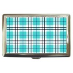 Black, white and blue turquoise plaids Cigarette Money Case Front