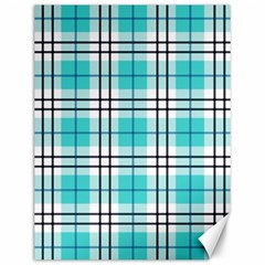 Black, White And Blue Turquoise Plaids Canvas 12  X 16  by ConteMonfrey