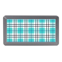 Black, White And Blue Turquoise Plaids Memory Card Reader (mini) by ConteMonfrey