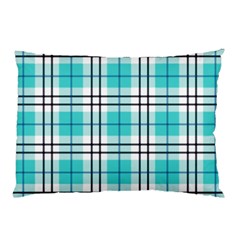 Black, White And Blue Turquoise Plaids Pillow Case (two Sides) by ConteMonfrey