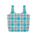 Black, white and blue turquoise plaids Full Print Recycle Bag (S) Front