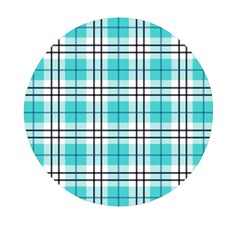 Black, White And Blue Turquoise Plaids Mini Round Pill Box (pack Of 5) by ConteMonfrey