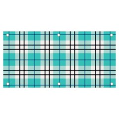 Black, White And Blue Turquoise Plaids Banner And Sign 6  X 3  by ConteMonfrey