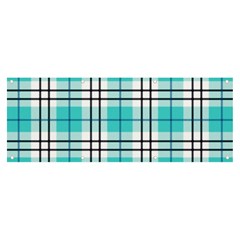 Black, White And Blue Turquoise Plaids Banner And Sign 8  X 3 