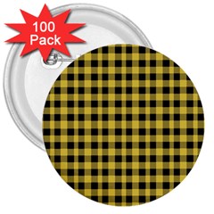 Black And Yellow Small Plaids 3  Buttons (100 Pack)  by ConteMonfrey