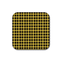 Black And Yellow Small Plaids Rubber Coaster (square) by ConteMonfrey