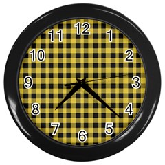 Black And Yellow Small Plaids Wall Clock (black) by ConteMonfrey