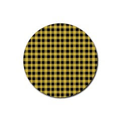 Black And Yellow Small Plaids Rubber Round Coaster (4 Pack) by ConteMonfrey