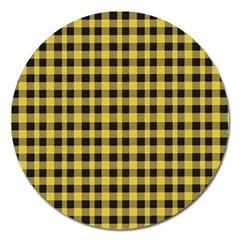 Black And Yellow Small Plaids Magnet 5  (round) by ConteMonfrey