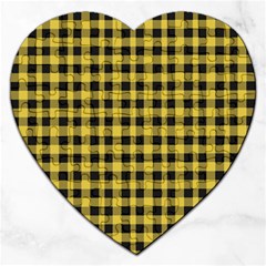 Black And Yellow Small Plaids Jigsaw Puzzle (heart) by ConteMonfrey