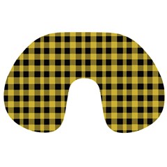 Black And Yellow Small Plaids Travel Neck Pillow by ConteMonfrey