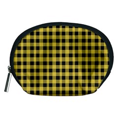 Black And Yellow Small Plaids Accessory Pouch (medium) by ConteMonfrey