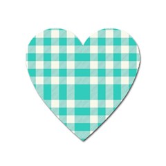 Turquoise Plaids Heart Magnet by ConteMonfrey