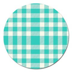 Turquoise Plaids Magnet 5  (round) by ConteMonfrey