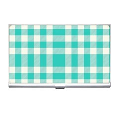 Turquoise Plaids Business Card Holder by ConteMonfrey