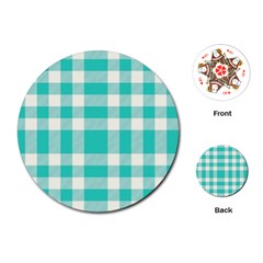 Turquoise Plaids Playing Cards Single Design (round) by ConteMonfrey