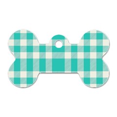 Turquoise Plaids Dog Tag Bone (two Sides) by ConteMonfrey