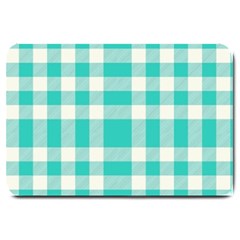 Turquoise Plaids Large Doormat  by ConteMonfrey