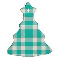 Turquoise Plaids Christmas Tree Ornament (two Sides) by ConteMonfrey