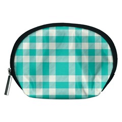 Turquoise Plaids Accessory Pouch (medium) by ConteMonfrey