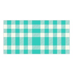 Turquoise Plaids Satin Shawl 45  X 80  by ConteMonfrey