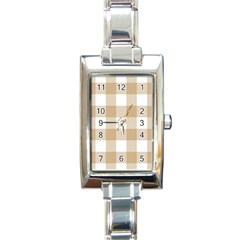 Clean Brown And White Plaids Rectangle Italian Charm Watch by ConteMonfrey