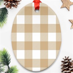 Clean Brown And White Plaids Ornament (oval) by ConteMonfrey