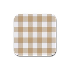 Clean Brown And White Plaids Rubber Square Coaster (4 Pack) by ConteMonfrey