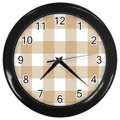 Clean Brown And White Plaids Wall Clock (black) by ConteMonfrey