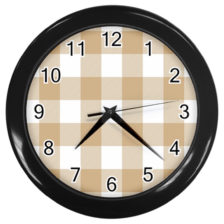 Clean brown and white plaids Wall Clock (Black)