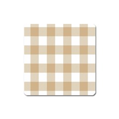 Clean Brown And White Plaids Square Magnet by ConteMonfrey