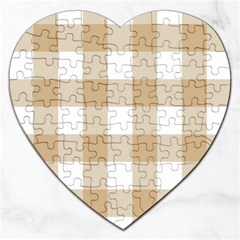 Clean Brown And White Plaids Jigsaw Puzzle (heart) by ConteMonfrey