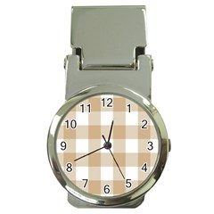 Clean Brown And White Plaids Money Clip Watches by ConteMonfrey