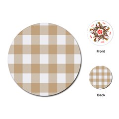 Clean Brown And White Plaids Playing Cards Single Design (round) by ConteMonfrey