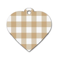 Clean Brown And White Plaids Dog Tag Heart (one Side) by ConteMonfrey